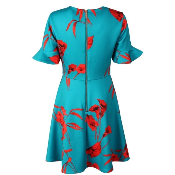 🍒EUC🍒 TED BAKER VIBRANT BLOOM SKATER DRES - Picture 5 of 8
